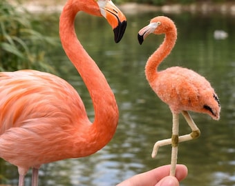 Adorno de peluche de flamencos personalizado / Juguete de recuerdo personalizado hecho a mano
