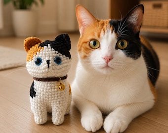 Llavero de gato de ganchillo personalizado, mini peluche de gato siamés, accesorio para bolso con retrato de mascota hecho a mano