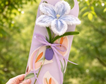 Tarjeta con ramo de flores de ganchillo hecho a mano, mini regalo floral, opción para el Día de la Madre