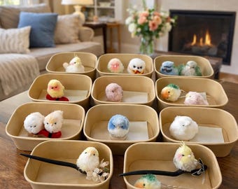 Adorno de escultura de pájaro de peluche personalizado / Figura suave personalizada, recuerdo conmemorativo de mascota