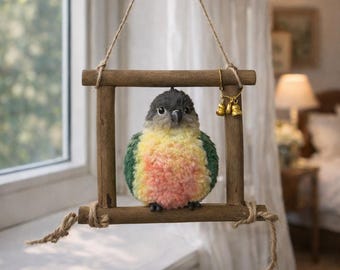 Adorno de escultura de pájaro de peluche personalizado / Figura suave personalizada, recuerdo conmemorativo de mascota