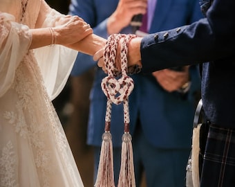 Handmade Wedding Handfasting Cord, Custom Color Unity Ceremony Rope, Celtic Heart Knot Tie