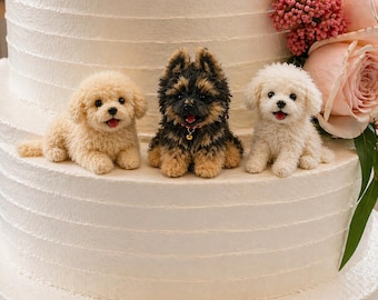 Adorno personalizado para pastel de mascotas, adorno personalizado para pastel de perro, mascota hecha a mano con limpiapipas, decoración para pastel de bodas, adorno para pastel de cumpleaños.