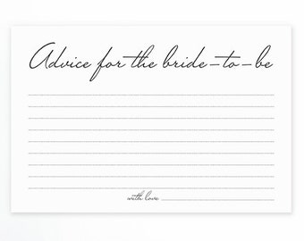 Instant Download - Bridal Shower Advice Cards - Advice for the bride-to-be - Printable - Minimalist Black Script Font - Rose AM09