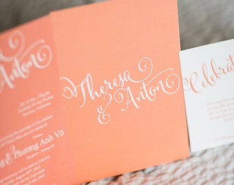 Wedding Invitation Set - Bilingual Vietnamese Invitation, Reception and RSVP - Do-It-Yourself - Printable - Elizabeth Script Font