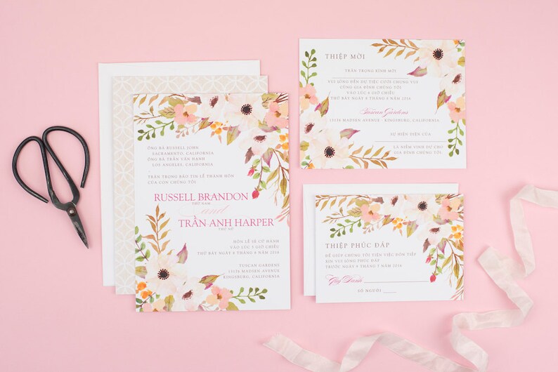 Vietnamese Wedding Set Invitation Reception RSVP DIY | Etsy