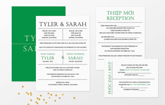 Printable Bilingual Vietnamese Wedding Invitation Set Etsy