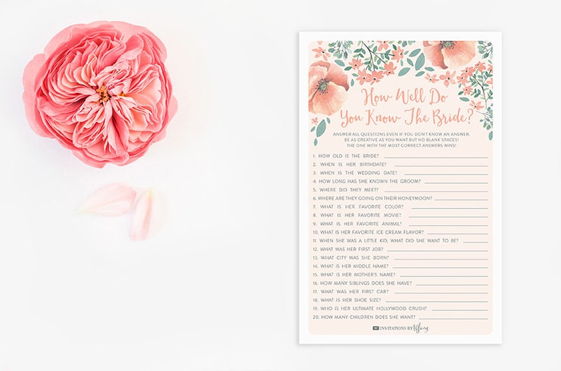 Immediate Down load Printable Bridal Shower Card - How Effectively Do Oneself Understand the Bride - Peach Eco-friendly Floral Bouquets - Bridal Shower Match - Iris EB05 picture regarding Printable Bridal Shower Card identify Prompt Obtain Printable Bridal Shower Card - How Very well Do Your self Recognize the Bride - Peach Eco-friendly Floral Bouquets - Bridal Shower Recreation - Iris EB05