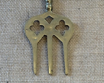 Tenedor de latón antiguo con forma de águila para tostar, 48 cm, mango retorcido, herramienta inglesa para chimenea.