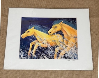 Linda McQuinn signiert Nummeriert 1/100 Horses Matted Art Print Flat Rock WC