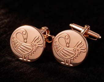 サンコファ カフリンクス | アディンクラ鳥のシンボル | 西アフリカの伝統アクセサリー | ガーナのメンズジュエリー