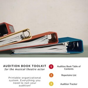 Verktygslåda för auditionsbok för musikalteater | Skådespelares repertoar, spårning, rollbesättningstyp (utskrivbar PDF)