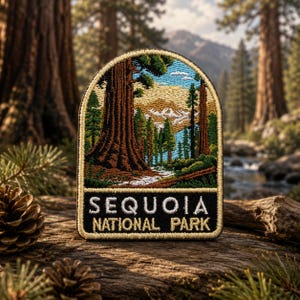 Sequoia National Park Patch Embroidered Iron On Sew On Forest Hiking Nature Adventure Badge