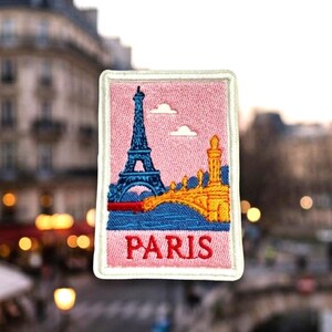 Embroidered Paris Travel Patch, Eiffel Tower, French City Souvenir (Iron-On)