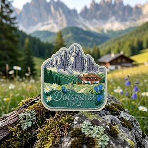 Dolomites Alps Patch, Italian Mountain Embroidered Badge, Alpine Hiking Travel Souvenir, Italy Backpack Gift