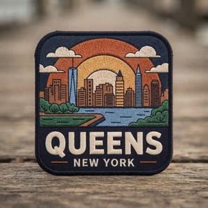 Queens New York Patch, NYC Borough Embroidered Badge, New York City Travel Souvenir, Hometown Backpack Gift
