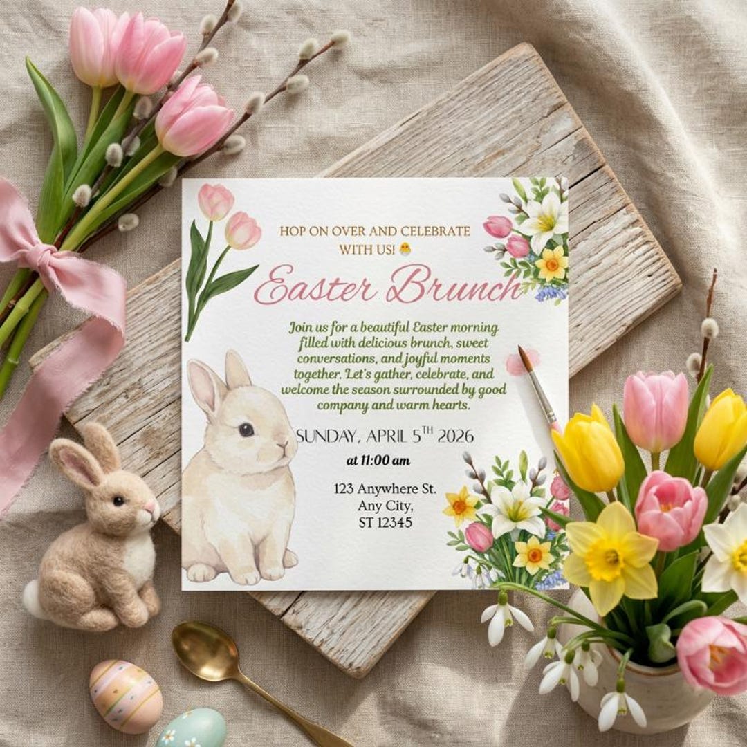 Spring Food Invitation Spring Easter Brunch Invitation - Etsy