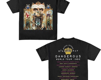 Double Sided Michael Jackson Dangerous World Tour Shirt, King of Pop Graphic T-Shirt, 90s Music Retro Fan Gift