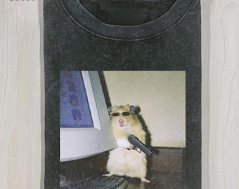 Funny Cyber Hamster T-Shirt, Animal Vintage Graphic Tee, Meme Cringe Funny Shirt, Gift for Friend, Gift for Family