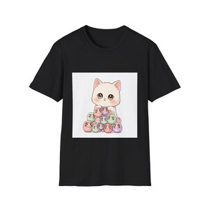 Camiseta Kawaii Daruma Kitten Wish Stack, linda camiseta de arte japonés, regalo de anime de gato y perro