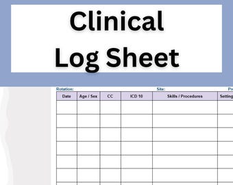 Modèle de feuille de journal clinique | Suivi des patients pour les assistants médicaux, les IP, les étudiants en sciences infirmières et en médecine |  Stage clinique (PDF imprimable)