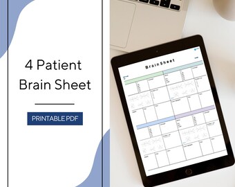 4 Patient Brain Sheet | Clinical Rounding Tool | PA, NP, Nursing & Medical Students | Clinical Rotation | Inpatient (Printable Pdf)
