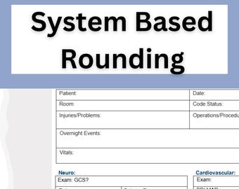 Modèle d'arrondi basé sur le système | Feuille d'analyse clinique organisée | adjoints au médecin, IP, étudiants en sciences infirmières et en médecine |  Rotation clinique (PDF imprimable)
