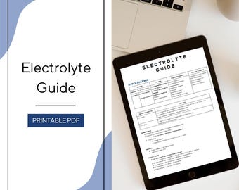 Guide de remplacement de l'électrolyte | Aide-mémoire sur le potassium, le magnésium, le calcium et le phosphore | Assistantes/IP, infirmières, étudiants en médecine (PDF imprimable)