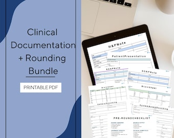 Clinical Documentation + Rounding Bundle | SOAP Notes, Brain Sheets, H&P, Patient Presentation, Rounding Templates | (Printable Pdf)