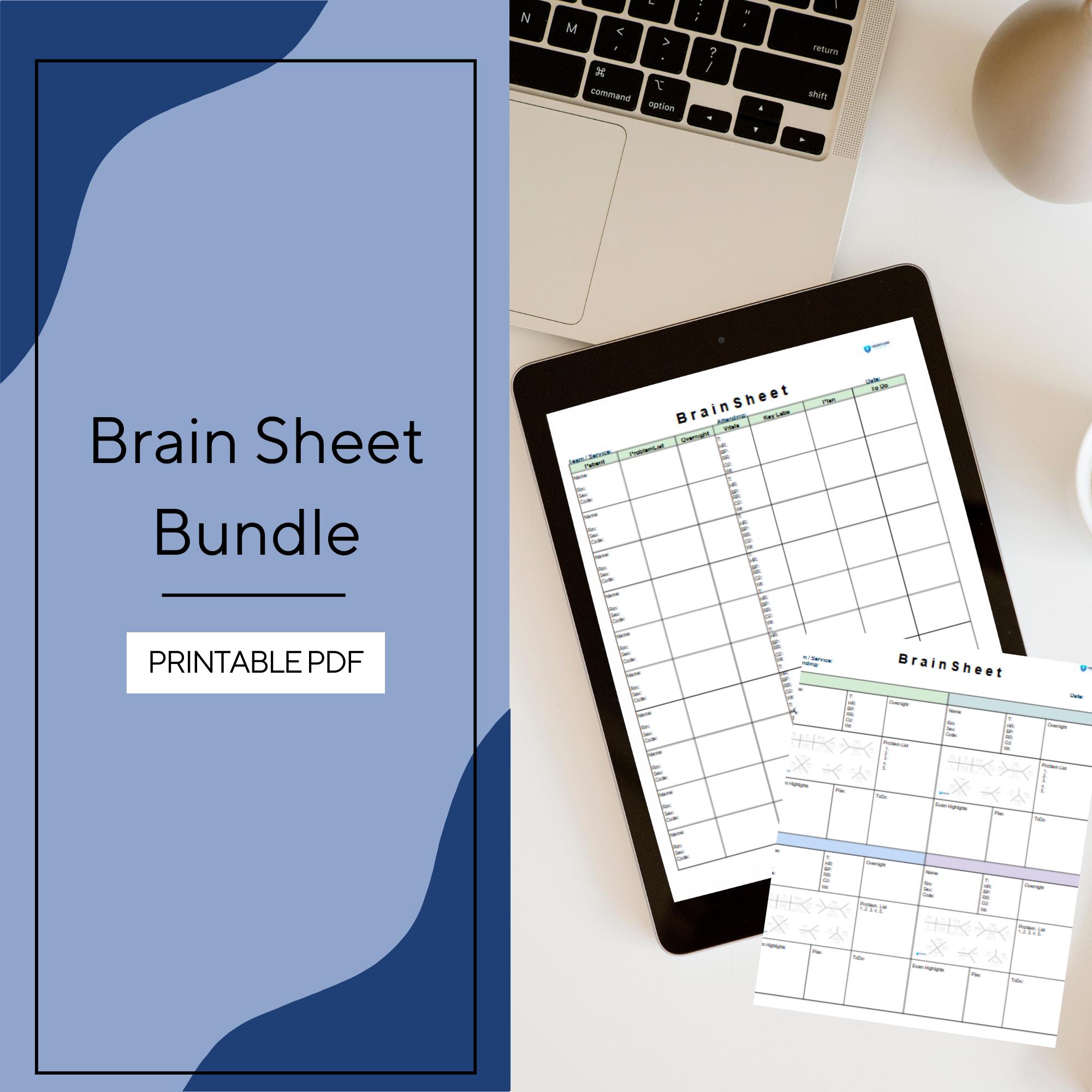 Brain Sheet Bundle | 10 Patient + 4 Patient Clinical Brain Sheets ...
