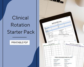 Clinical Rotation Starter Pack | Full Soap note, 10pt brain sheet, General Rounding, Clinical Log sheet + Bonus: Pre-round checklist