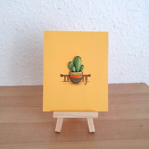 Original hand painted card of a cactus in a designed vessel