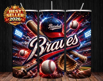 Diseño de sublimación para vaso de los Bravos, Día del Partido de Béisbol PNG (Descarga digital)