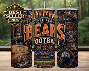 Diseño de sublimación para vaso de los Bears, día de partido de fútbol americano PNG (descarga digital)