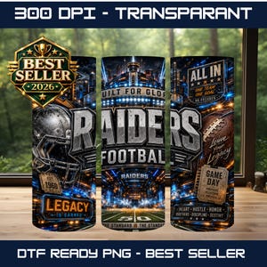 Raiders Tumbler Sublimationsdesign, Football Game Day PNG (Digitaler Download)