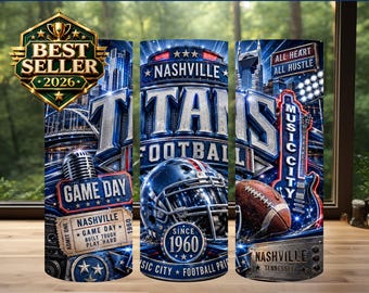 Diseño de sublimación para vaso térmico de los Titans, día de partido de fútbol americano PNG (descarga digital)