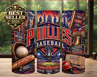 Disegno a sublimazione del bicchiere dei Phillies, giorno della partita di baseball PNG (download digitale)