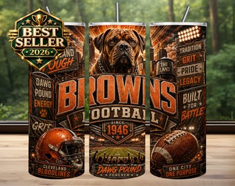Diseño de sublimación para vaso térmico de los Browns, día de partido de fútbol americano PNG (descarga digital)