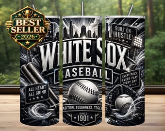 Diseño de sublimación para vaso de los White Sox, día del partido de béisbol, PNG (descarga digital)