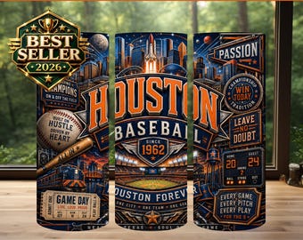 Houston Tumbler Sublimation Design, Baseball Game Day PNG (Digital Download)