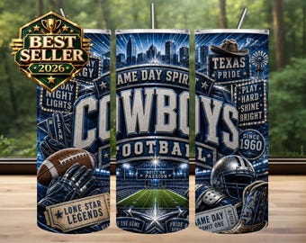 Diseño de sublimación para vaso de los Cowboys, día de partido de fútbol americano PNG (descarga digital)