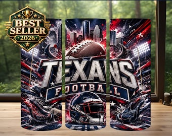 Diseño de sublimación para vaso térmico de los Texans, día de partido de fútbol americano PNG (descarga digital)