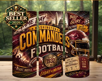 Diseño de sublimación para vaso térmico Commanders, día de partido de fútbol americano PNG (descarga digital)