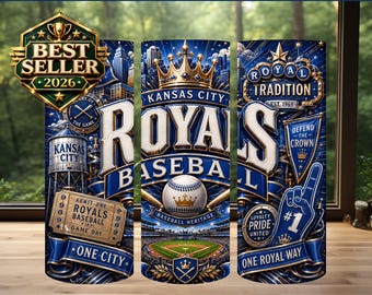 Diseño de sublimación para vaso térmico de los Royals, imagen PNG para día de partido de béisbol (descarga digital)