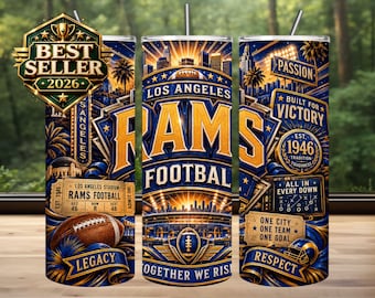 Diseño de sublimación para vaso térmico de los Rams, día de partido de fútbol americano PNG (descarga digital)