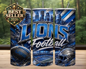 Diseño de sublimación para vaso térmico de los Lions, día de partido de fútbol americano PNG (descarga digital)