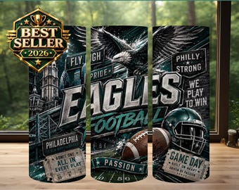 Diseño de sublimación para vaso térmico de los Eagles, día de partido de fútbol americano PNG (descarga digital)