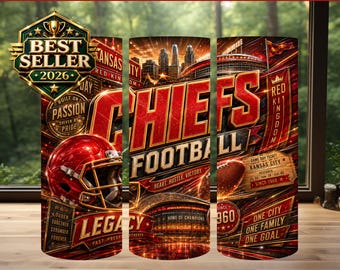 Diseño de sublimación para vaso térmico de los Chiefs, día de partido de fútbol americano PNG (descarga digital)
