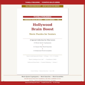 Printable Movie Puzzle Book PDF | Movie Quote Cryptograms, Word Search, Scrambles | Film Lover Gift | Instant Download