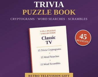 Klassisk TV-quizbok med pussel | Kryptogram, ordsökningar, ordförvrängning (direkt nedladdning)